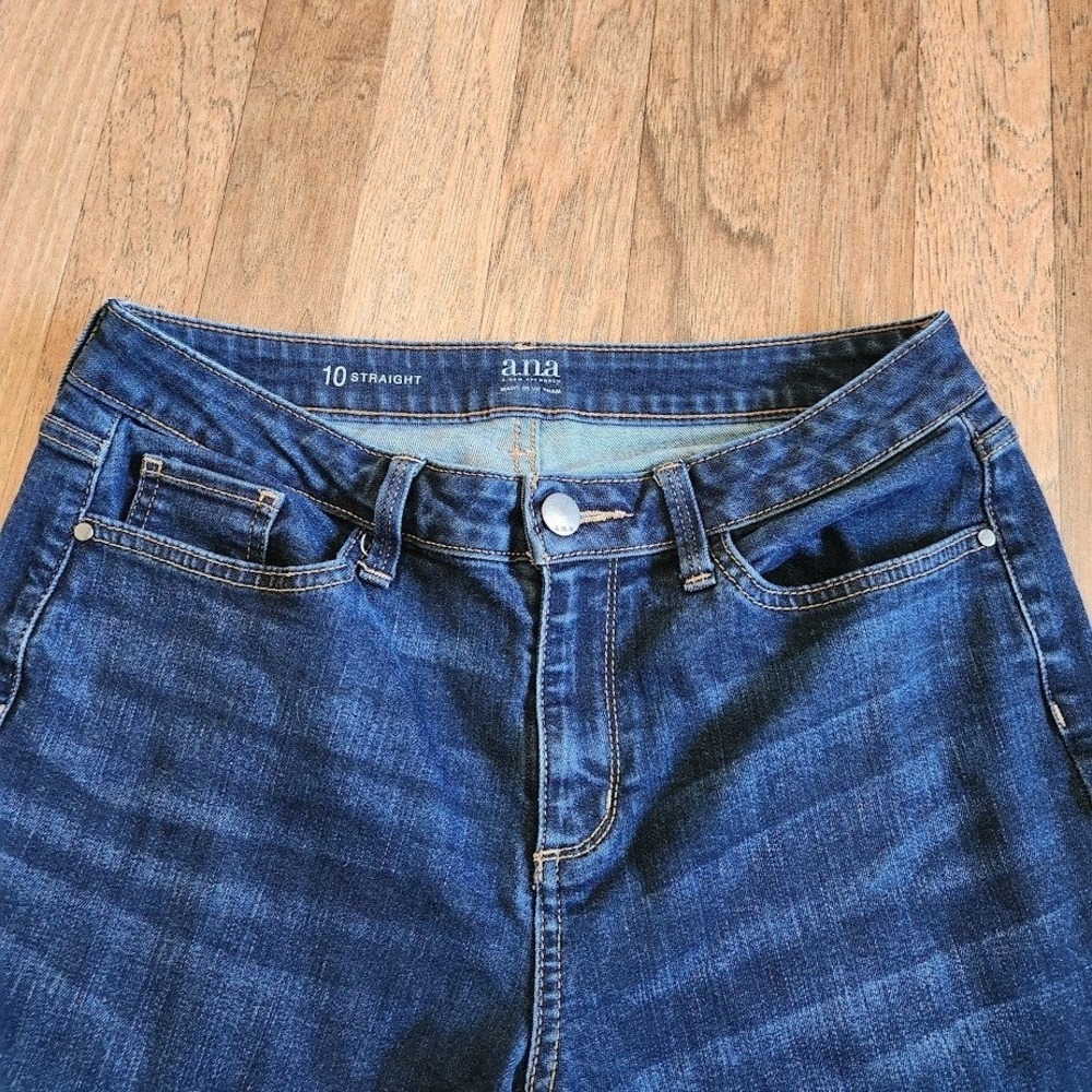 ANA A New Approach Women Size 10 Straight Leg Jeans Dark Wash Frayed Raw Hem 371 - Picture 2 of 6